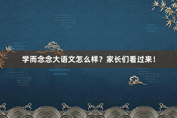 学而念念大语文怎么样？家长们看过来！